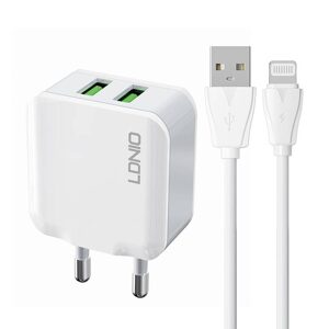 LDNIO Nástěnná nabíječka LDNIO A2201 2USB + kabel Lightning