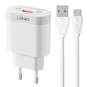 LDNIO Nástěnná nabíječka LDNIO A303Q USB 18W + kabel MicroUSB
