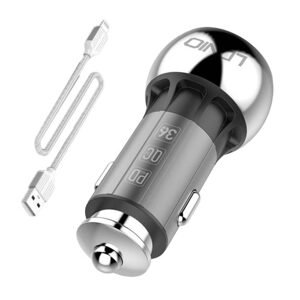LDNIO C1 USB, USB-C nabíječka do auta + kabel Lightning