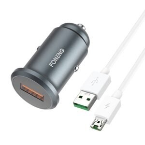 Foneng Nabíječka do auta Foneng C15, USB, 4 A + kabel USB na micro USB (šedá)