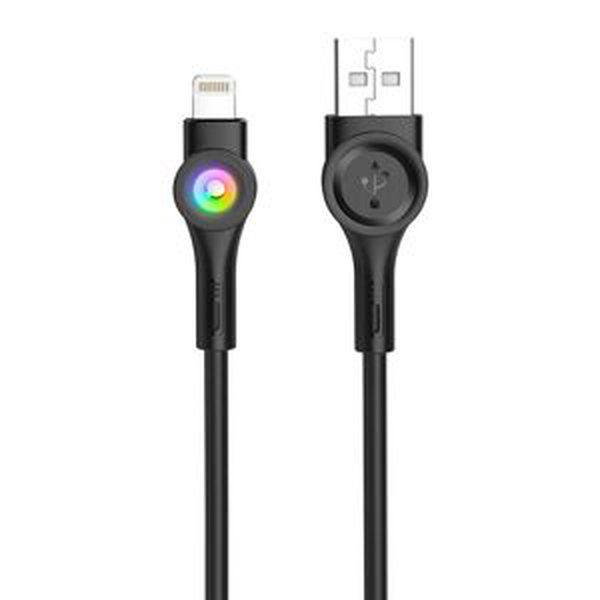 Foneng X59 kabel USB na Lightning, LED, 3A, 1m (černý)