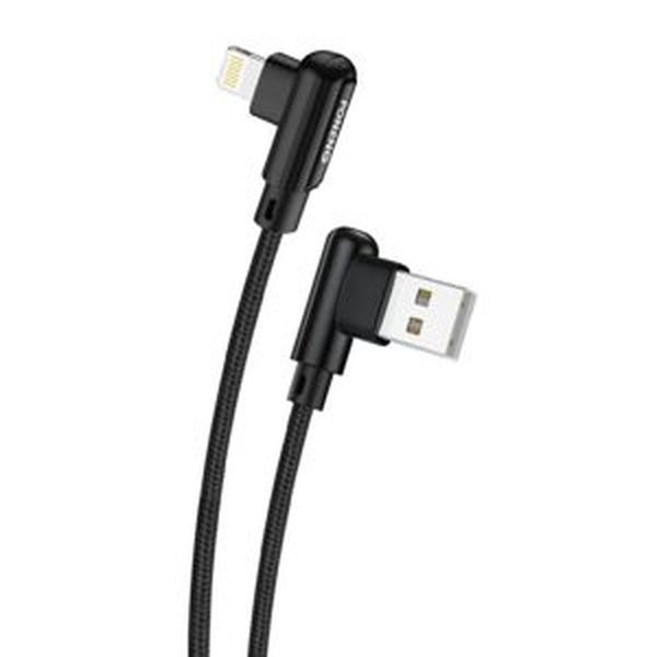 Foneng Úhlový kabel USB pro Lightning Foneng X70, 3A, 1 m (černý)