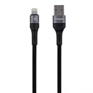 Foneng Kabel USB pro Lightning Foneng X79, LED, opletený, 3A, 1 m (černý)