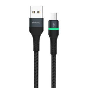 Foneng X79 kabel USB-Micro USB, LED, opletený, 3A, 1m (černý)