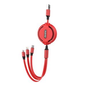 Dudao Kabel USB Dudao L8H 3v1 USB-C / Lightning / Micro 2,4A, 1,1 m (červený)