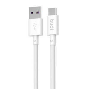 Budi Kabel USB-C Budi 5A, 1 m (bílý)