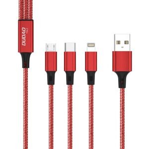 Dudao Kabel USB Dudao TGL2 3v1 USB-C / Lightning / USB 2,4A, 1,2 m (červený)