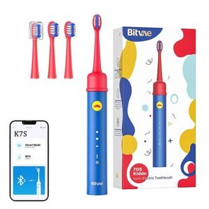 Bitvae Sonický zubní kartáček s aplikací pro děti, sada špiček Bitvae BVK7S (modrý)
