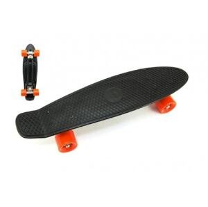 Teddies Skateboard 60cm nosnost 90kg, kovové osy, černá barva, oranžová kola