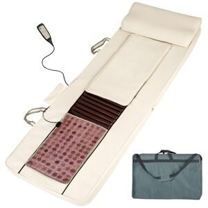 tectake 400601 masážní matrace shiatsu s vyhřívací nefritovou poduškou - béžová béžová koženka