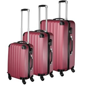 tectake 400718 sada 3 pevných cestovních kufrů - červená - červená