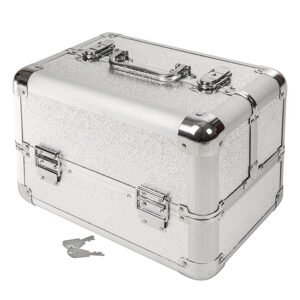 tectake 401068 kosmetický kufřík se 4 přihrádkami - šedá - šedá