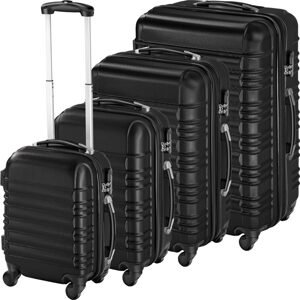 tectake 402024 skořepinové cestovní kufry sada 4ks - černá - černá