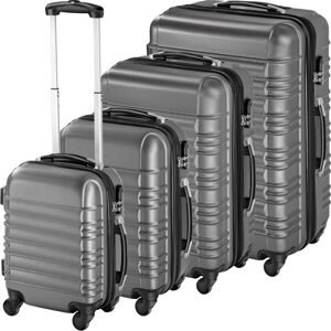 tectake 402024 skořepinové cestovní kufry sada 4ks - šedá - šedá