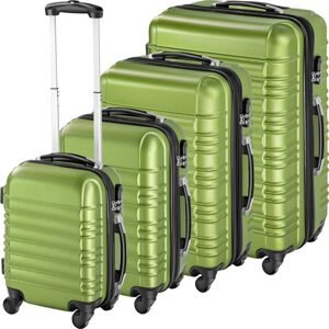 tectake 402024 skořepinové cestovní kufry sada 4ks - zelená - zelená