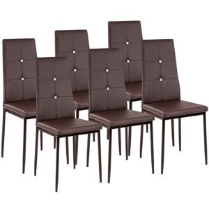 tectake 402542 6 jídelních židlí, ozdobné kamínky - cappuccino - cappuccino