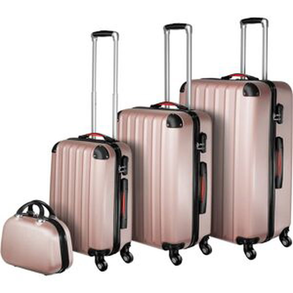 tectake 403409 cestovní kufry pucci – sada 4 ks - růžová - zlatá - růžová - zlatá