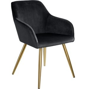 tectake 403650 židle marilyn sametový vzhled zlatá - černá/zlatá - černá/zlatá