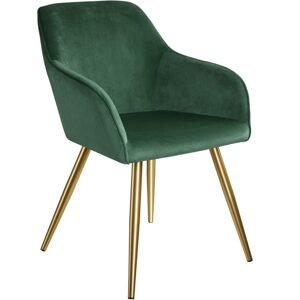 tectake 403650 židle marilyn sametový vzhled zlatá - tmavě zelená/zlatá - tmavě zelená/zlatá