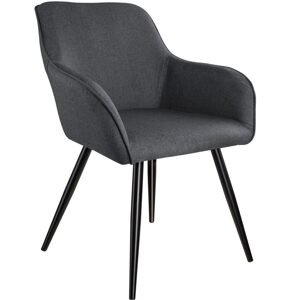 tectake 403672 židle marilyn v lněném vzhledu - tmavě šedá-černá - tmavě šedá-černá