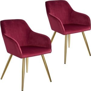 tectake 403998 2x židle marilyn sametový vzhled zlatá - vínová/zlatá - vínová/zlatá
