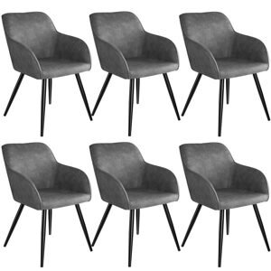 tectake 404064 6 židle marilyn stoff - šedo - černá - šedo - černá