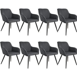 tectake 404089 8x židle marilyn lněný vzhled - tmavě šedá-černá - tmavě šedá-černá