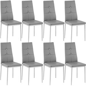 tectake 404123 8 jídelní židle, ozdobné kamínky - šedá - šedá