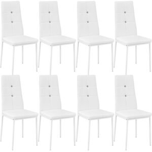 tectake 404123 8 jídelní židle, ozdobné kamínky - bílá - bílá