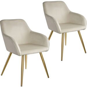 tectake 403998 2x židle marilyn sametový vzhled zlatá - krémová/zlatá - krémová/zlatá