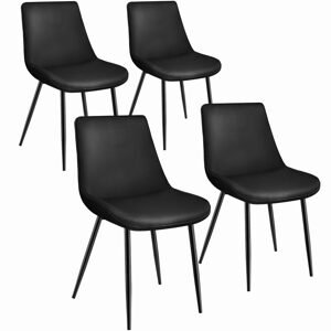 tectake 404930 sada 4 židlí monroe v sametovém vzhledu - černá - černá
