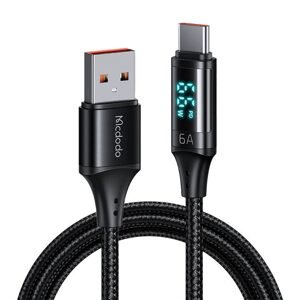Mcdodo Kabel USB na USB-C Mcdodo CA-1080 s displejem, 66W, 6A, 1,2 m (černý)