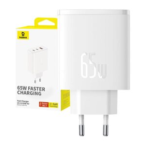 Baseus Nástěnná nabíječka Baseus OS-Cube Pro 2xUSB-C + USB, 65W (bílá)