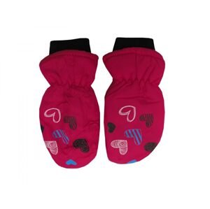 Holidaysport Dětské zimní rukavice palčáky C12-4 Srdíčka tmavě růžová 2-4 roky