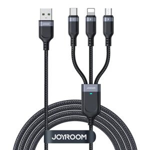 Joyroom Víceúčelový kabel USB Joyroom S-1T3018A18 3w1 / 3,5A / 2m (černý)