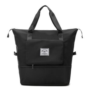 Cestovní skládací taška s velkým úložným prostorem - černá