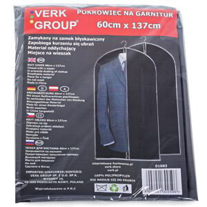 Verk Group Obal na oblečení s úchytem na ramínko, černý, 60x137cm