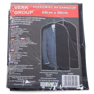 Verk Group Obal na oblečení s zipem, černý/silver, 60x90cm