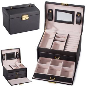 Verk Group Organizér šperků v ekokožené krabičce, černý, 12 x 17 x 13.5 cm
