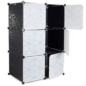 Verk Group Modulární šatní skříň s věšákem, černá, 110x73x47 cm
