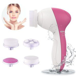 Verk Group Elektrický masážní obličejový kartáč s 5 koncovkami, růžový/bílý