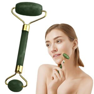Verk Group Jadeový masážní váleček pro obličej a krk, zeleno-zlatý, 14 cm