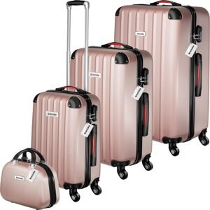 tectake 404986 cestovní kufry cleo s váhou na zavazadla – sada 4 ks - růžová - zlatá - růžová - zlatá