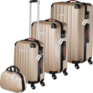 tectake 404986 cestovní kufry cleo s váhou na zavazadla – sada 4 ks - champagne - champagne