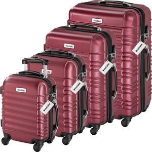 tectake 404990 cestovní pevné kufry mila s váhou na zavazadla – sada 4 ks - vínová - vínová