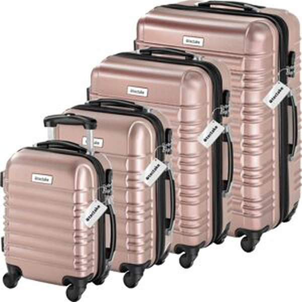 tectake 404990 cestovní pevné kufry mila s váhou na zavazadla – sada 4 ks - růžová - zlatá - růžová - zlatá