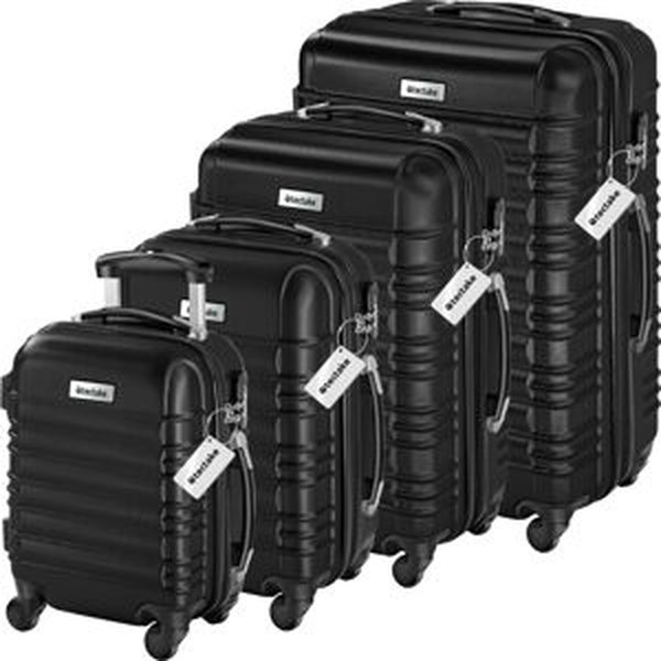 tectake 404990 cestovní pevné kufry mila s váhou na zavazadla – sada 4 ks - černá - černá
