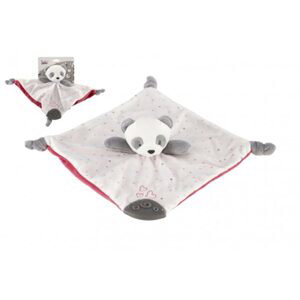 Teddies Panda medvěd usínáček kousátko chrastítko plyš 25x25cm na kartě v sáčku 0+