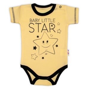 Baby Nellys Body krátký rukáv Baby Nellys, Baby Little Star - žluté, vel. 80 - 56 (1-2m)