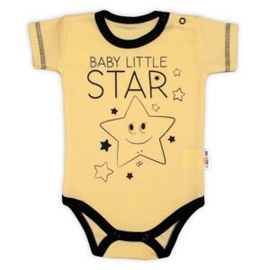 Baby Nellys Body krátký rukáv Baby Nellys, Baby Little Star - žluté, vel. 80 - 80 (9-12m)